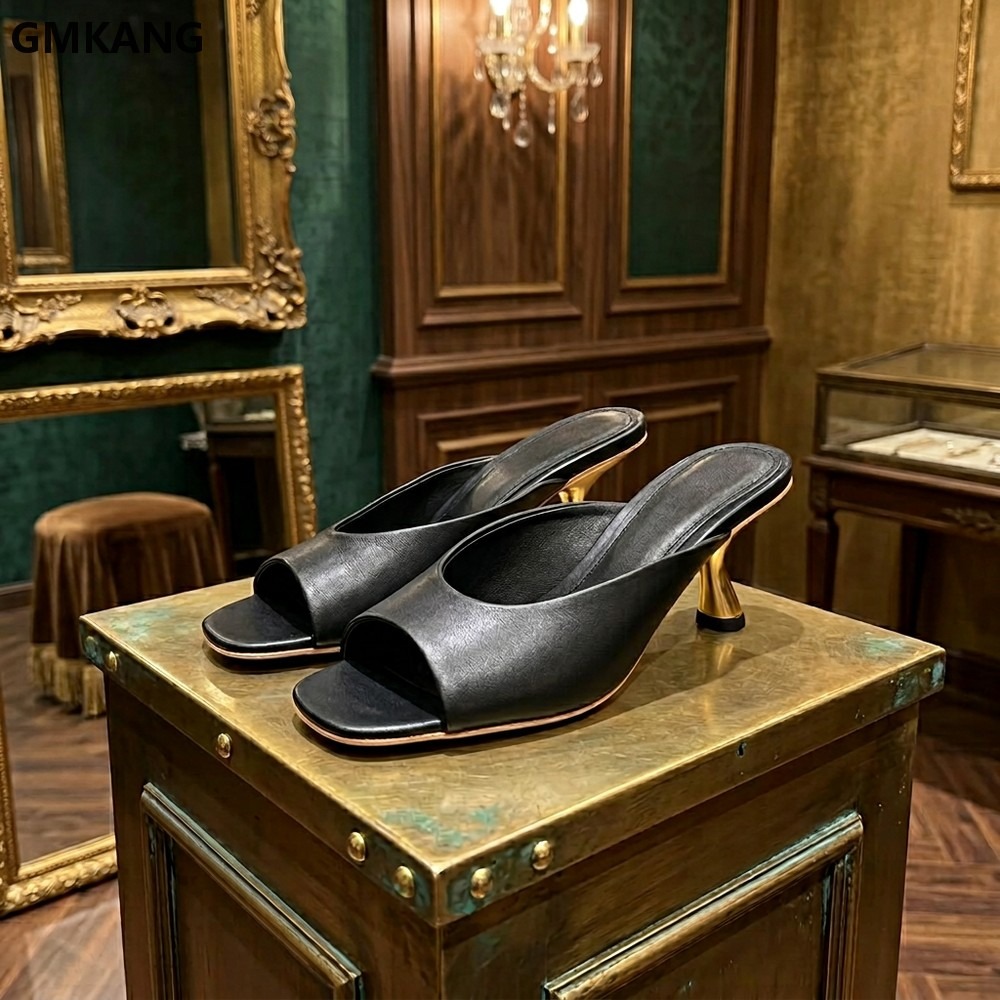 Women'S Shoes Kitten Heels - صنادل نسائية بمقدمة مربعة سهلة الارتداء