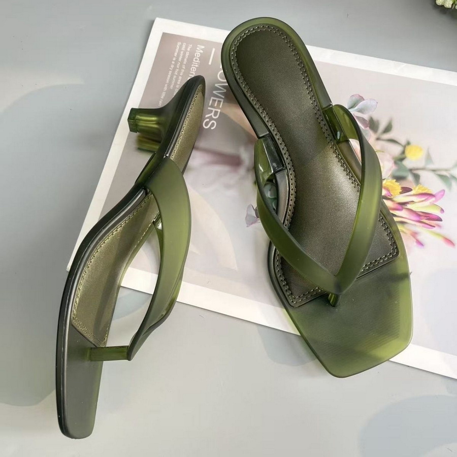 Women'S Shoes Kitten Heels - صندل نسائي كوري بلون زيتوني باهت