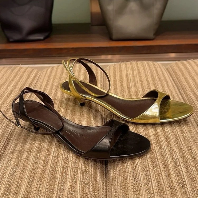 Women'S Shoes Kitten Heels - صنادل نسائية أنيقة ومثيرة من الجلد