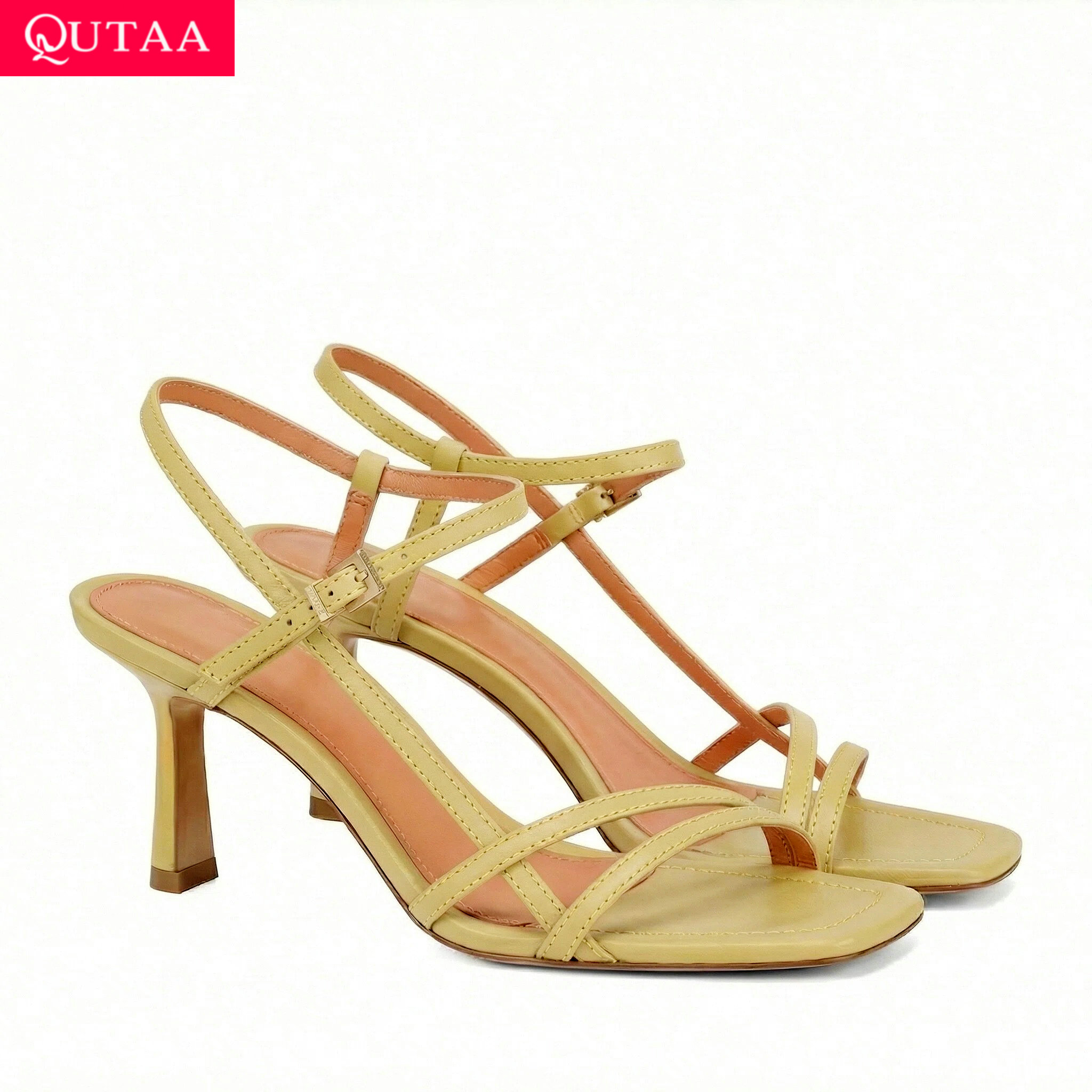 Women'S Shoes Kitten Heels - QUTAA أحذية نسائية صيفية بكعب عالٍ،