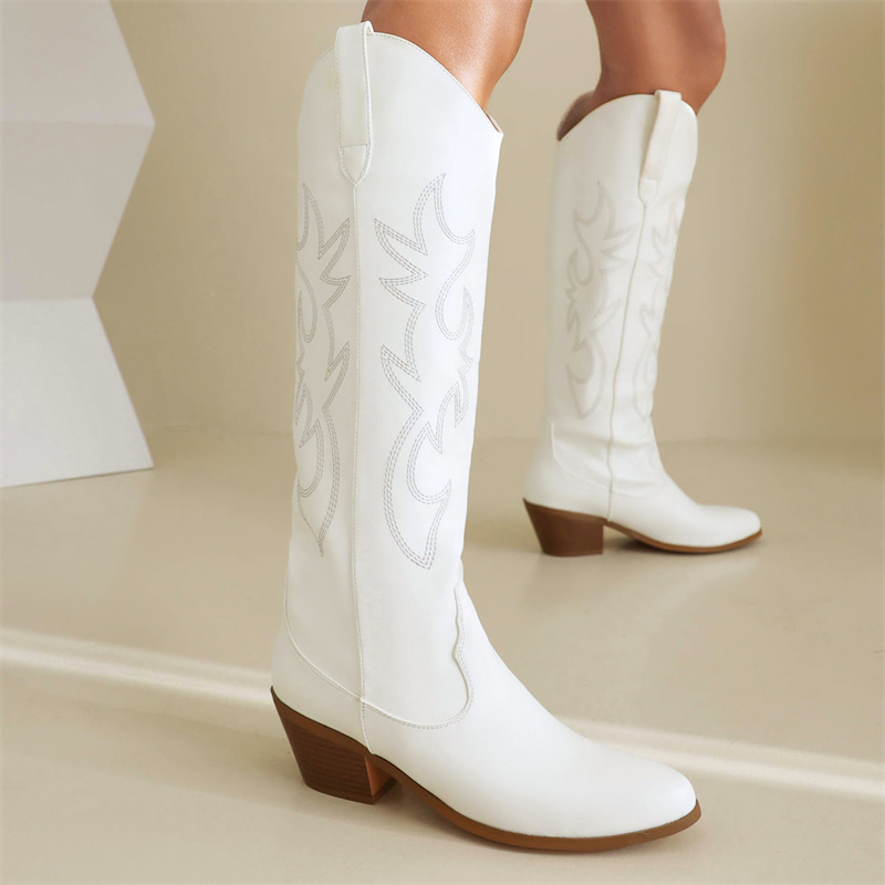 الأبيض المرأة حذاء برقبة للركب - مراجعة Western Cowgirl Boot وسعره