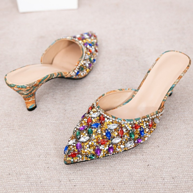 الفاخرة حجر الراين هريرة كعب ا - مراجعة Women'S Shoes Kitten Heels وسعره