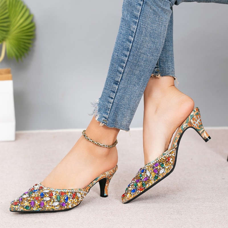 الفاخرة حجر الراين هريرة كعب ا - مراجعة Women'S Shoes Kitten Heels وسعره