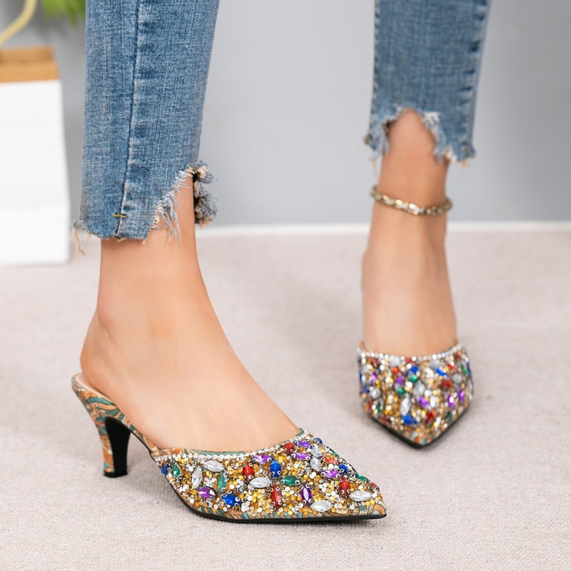الفاخرة حجر الراين هريرة كعب ا - مراجعة Women'S Shoes Kitten Heels وسعره