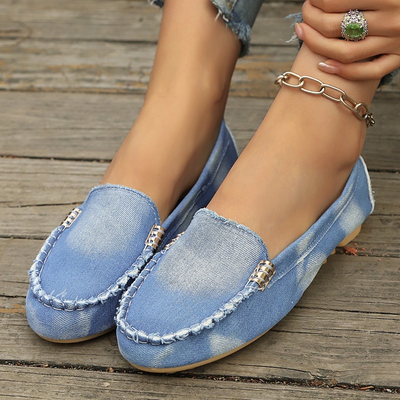 أحذية موكاسين من الدنيم الأزرق - مراجعة Loafer Flat Women وسعره