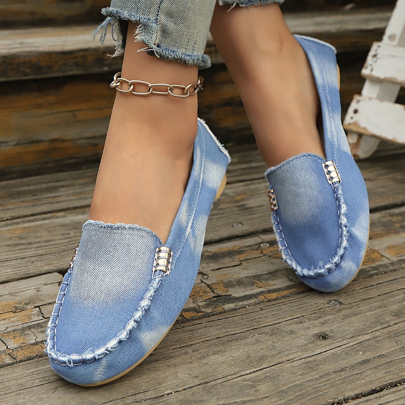 أحذية موكاسين من الدنيم الأزرق - مراجعة Loafer Flat Women وسعره