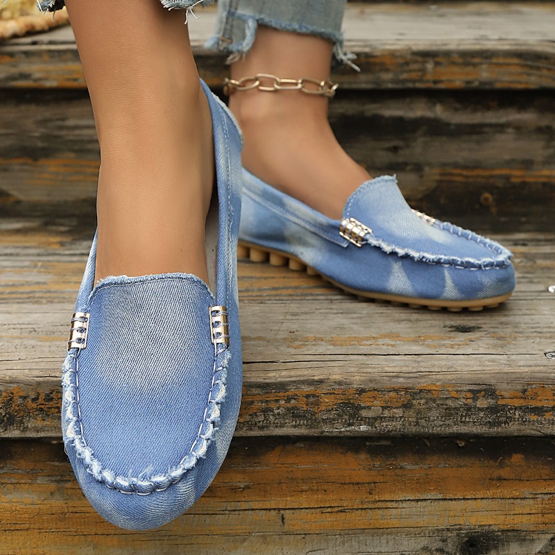 أحذية موكاسين من الدنيم الأزرق - مراجعة Loafer Flat Women وسعره