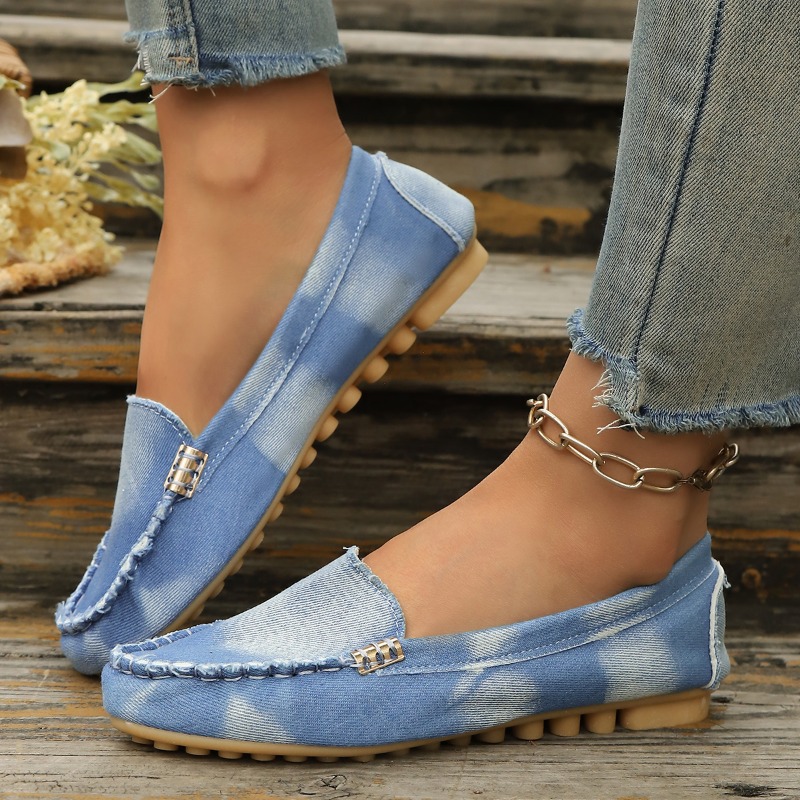 أحذية موكاسين من الدنيم الأزرق - مراجعة Loafer Flat Women وسعره