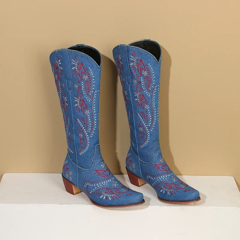 الأزرق الدنيم الغربية راعية ال - مراجعة Western Cowgirl Boot وسعره